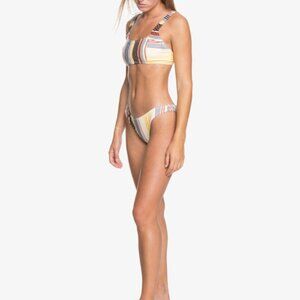 Quiksilver Womens Classic Recycled High Leg Striped Bikini Bottoms Size XL | NWT